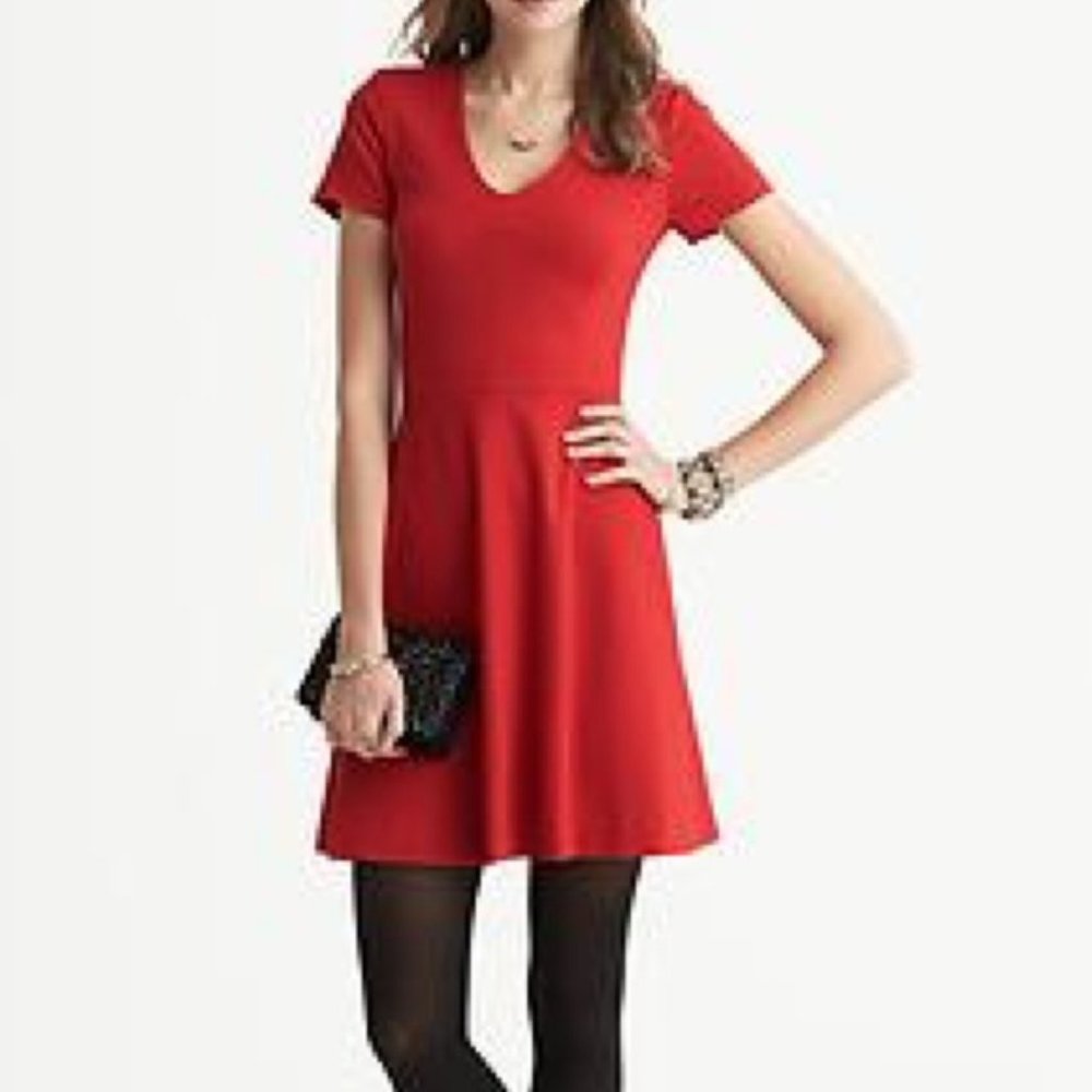 Banana Republic Fit Flare V-Neck Dress